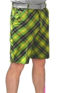 Royal & Awesome Men's Golf Shorts Green and Yellow Plaid - Size 34